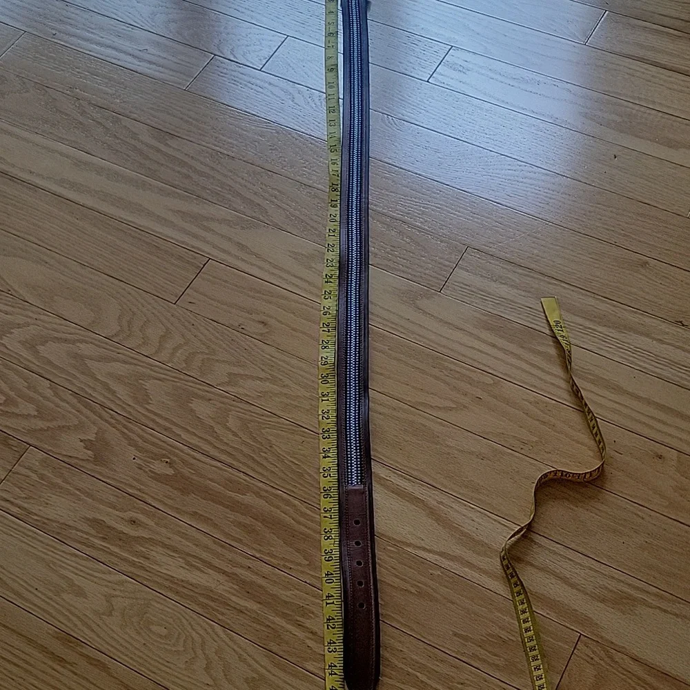 Columbia Vintage Brown Leather Belt with Fabric Inlay